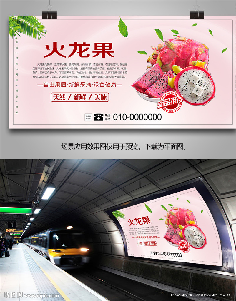 火龙果易拉宝展架挂画展板单页
