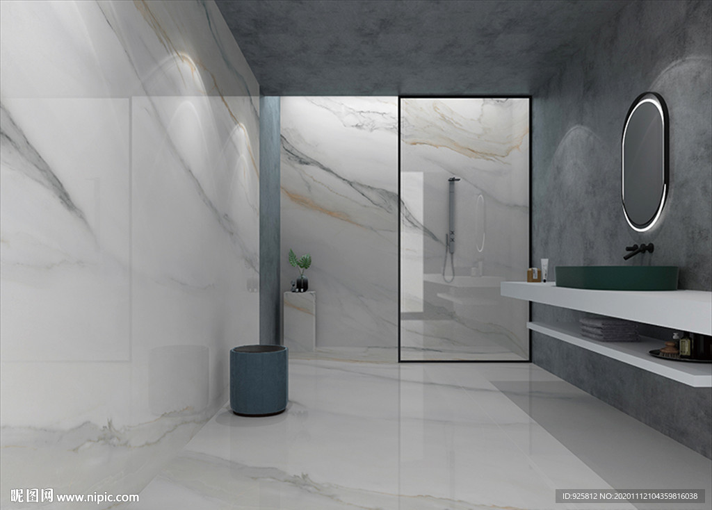 大理石瓷砖分层效果图卫浴空间