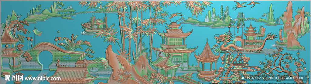 精雕图  亭台楼阁