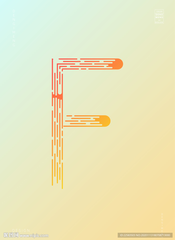 创意字母F渐变海报艺术