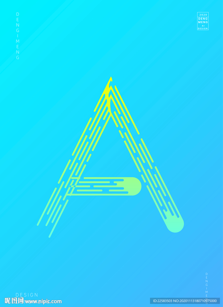 创意字母A渐变海报艺术