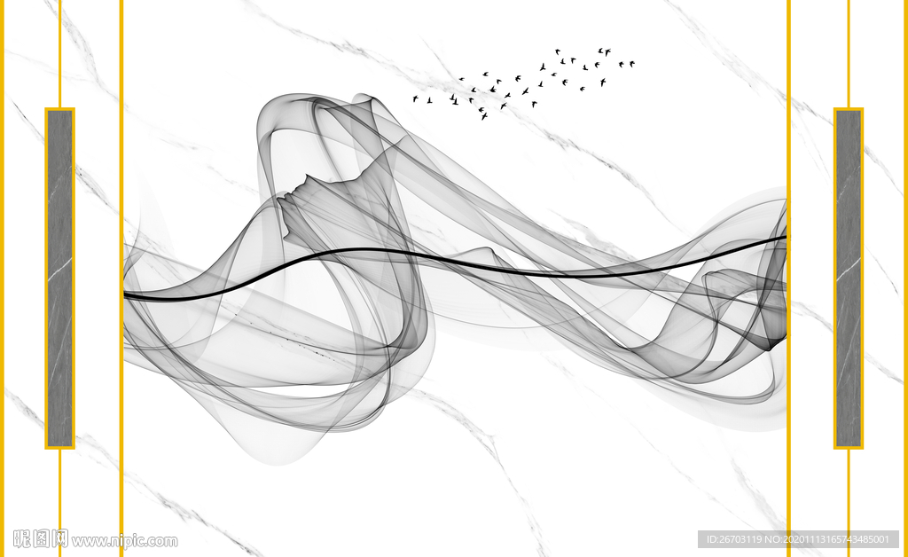 新款爆款意境山水烟雾电视背景墙
