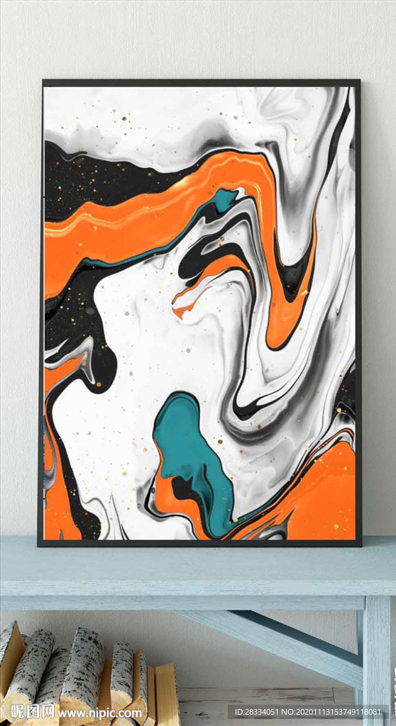 现代爱马仕抽象油画玄关装饰画