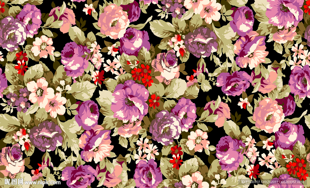 满底水彩植物花朵