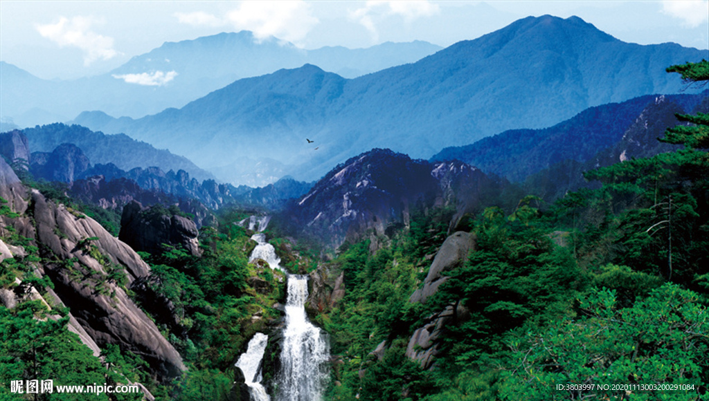 高山流水 山水风景画图片