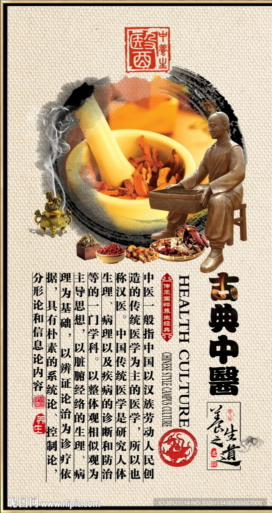 古典中医养生文化装饰画