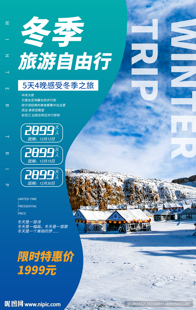 冬季旅游自由行高端海报
