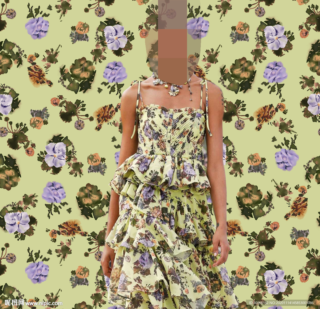 女装 手绘花  乱花