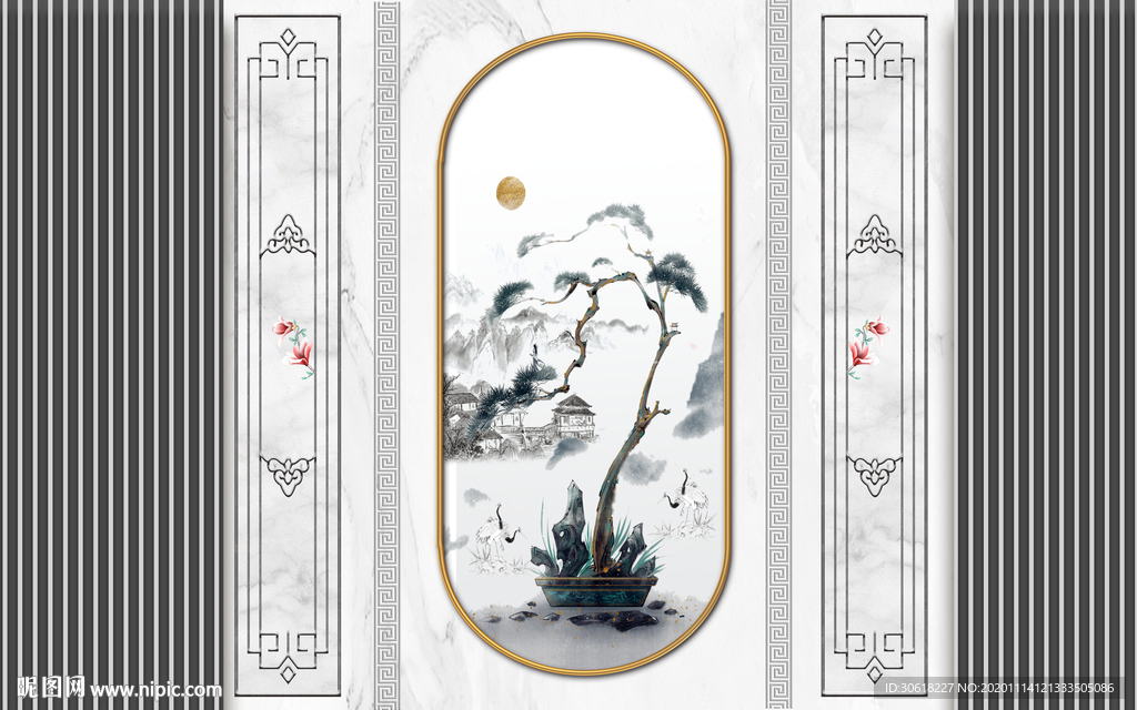轻奢软装硬装木格栅背景墙