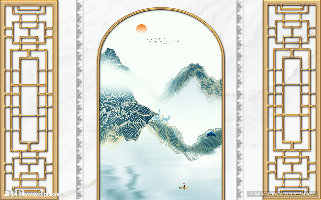 新中式背景墙