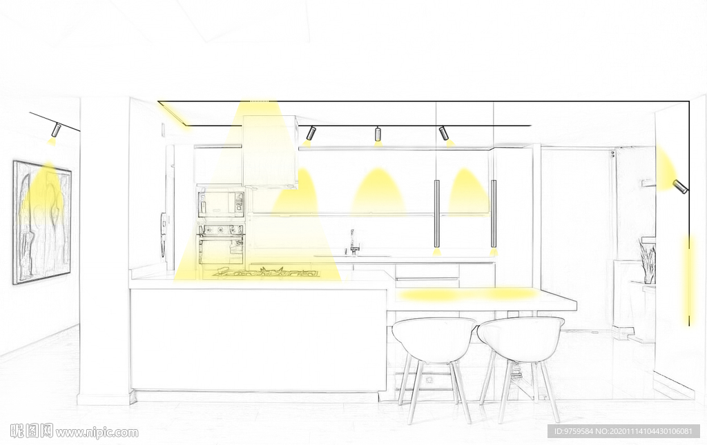 灯光布置示意图家居配光PS