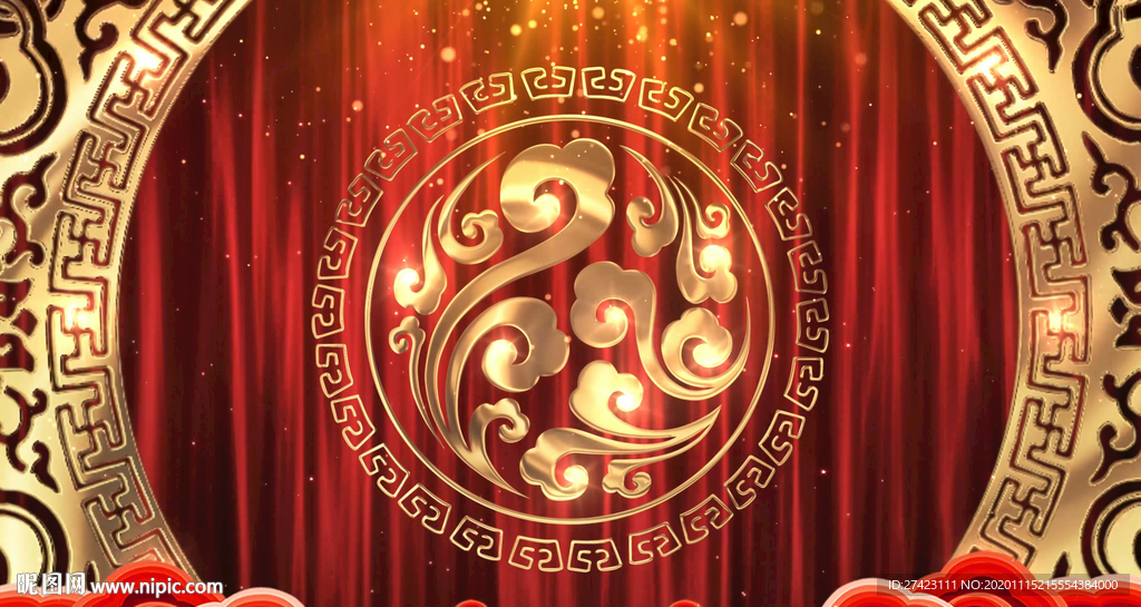 中国风金色祥云喜庆舞台背景视频