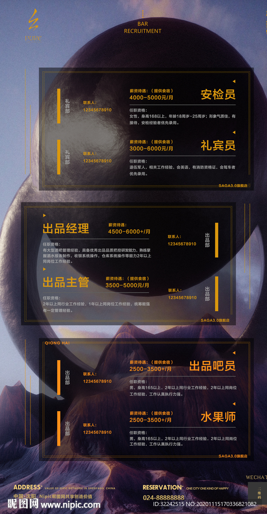 酒吧夜店招聘海报