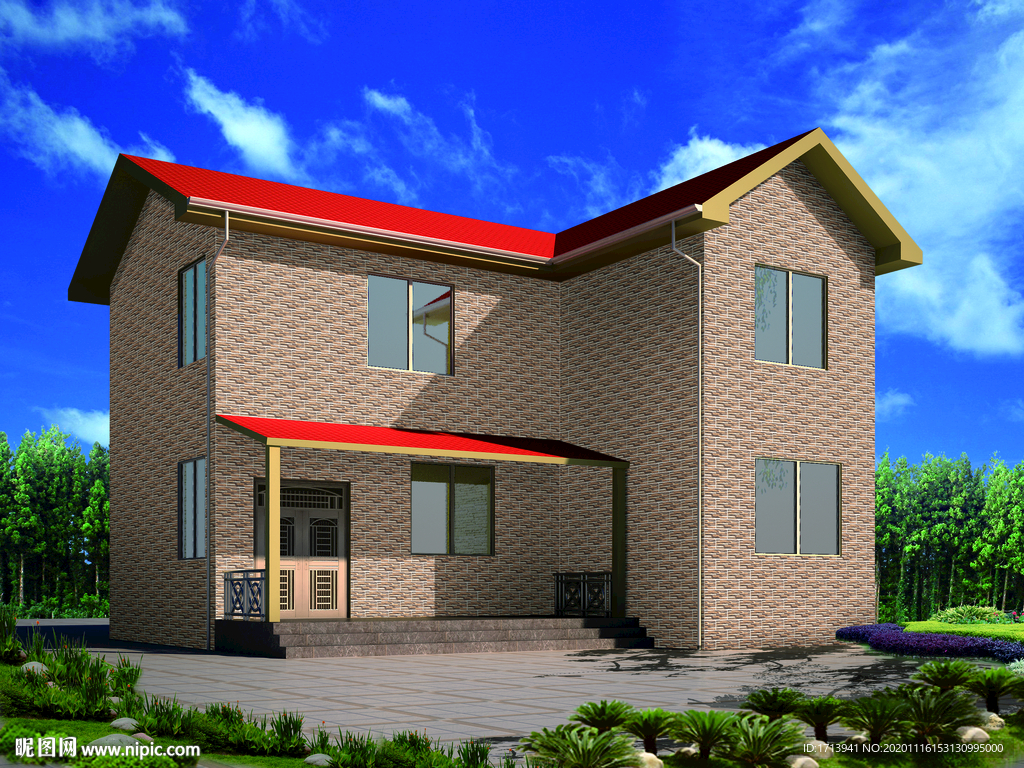 外墙砖效果图 自建房 分层