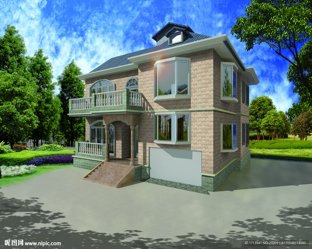 外墙砖效果图 自建房 分层