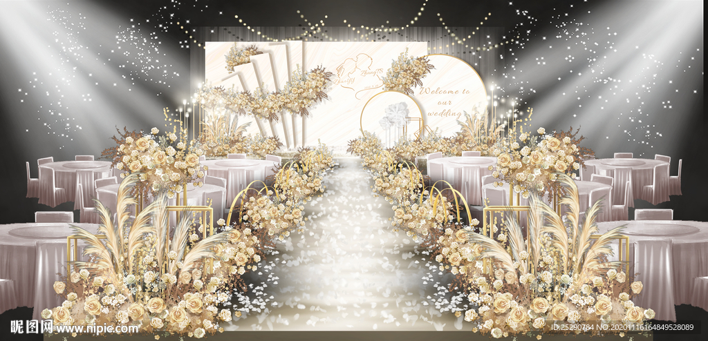 温馨大气香槟色婚礼仪式区