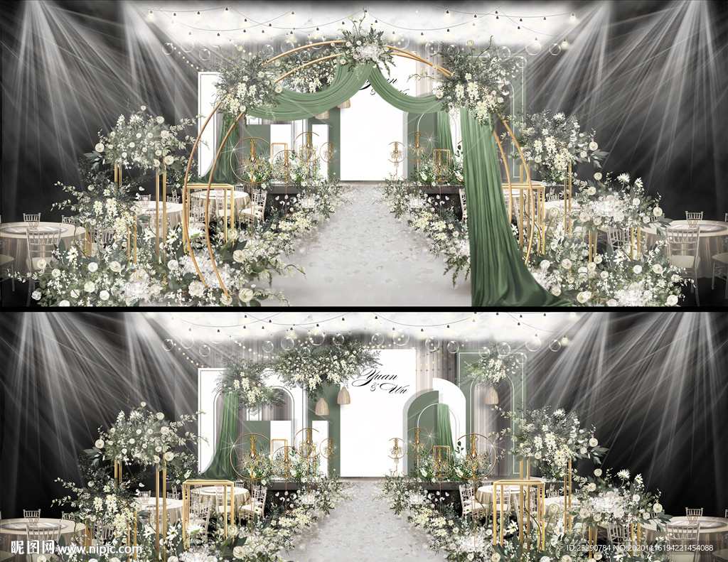 大气泰式白绿色婚礼仪式区