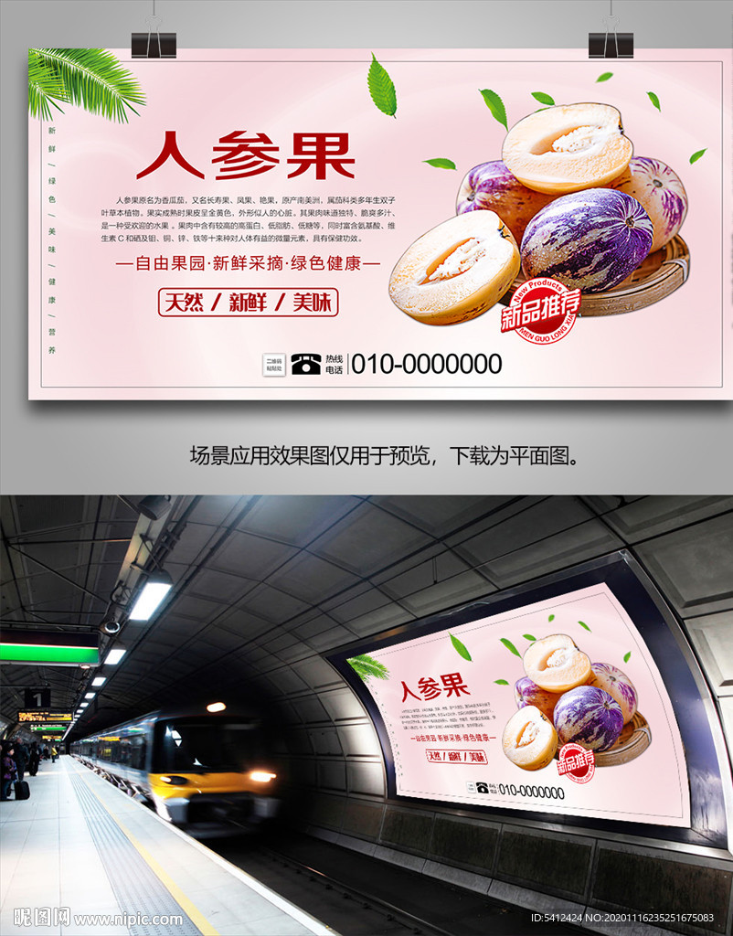 人参果展板挂画易拉宝展架灯箱