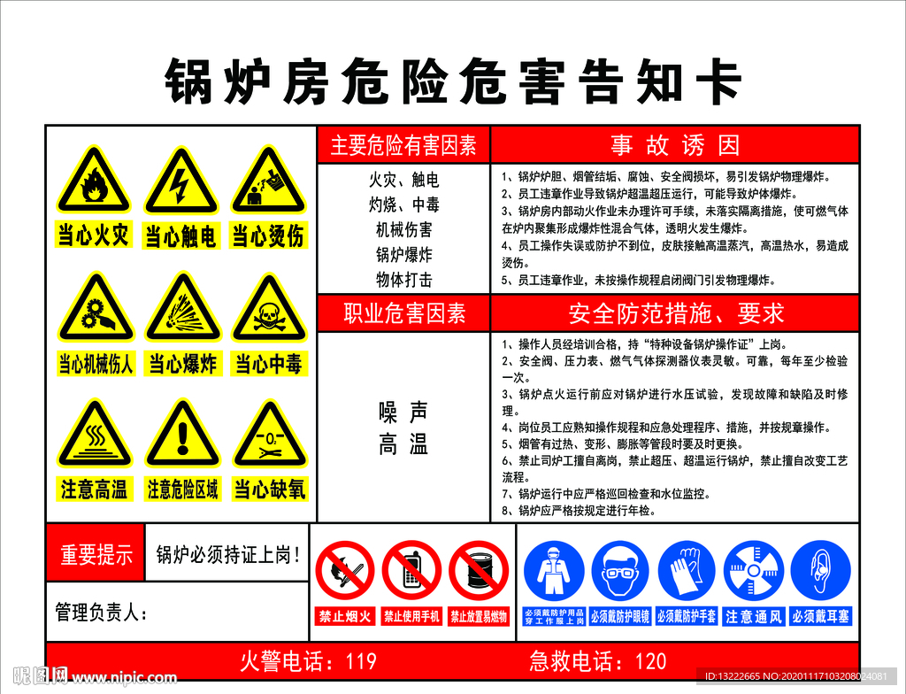 锅炉房危害告知卡
