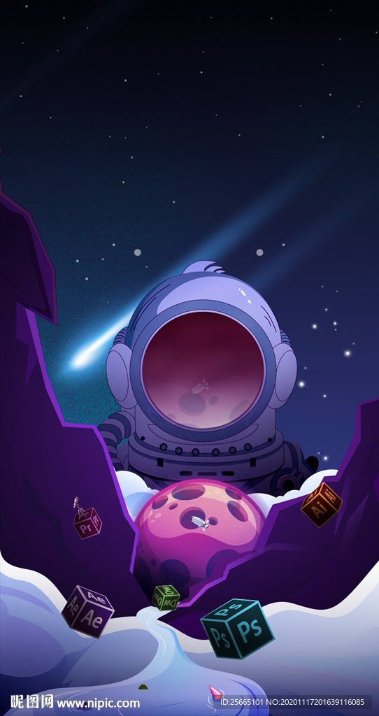 太空人 背景 星球 创意 想法