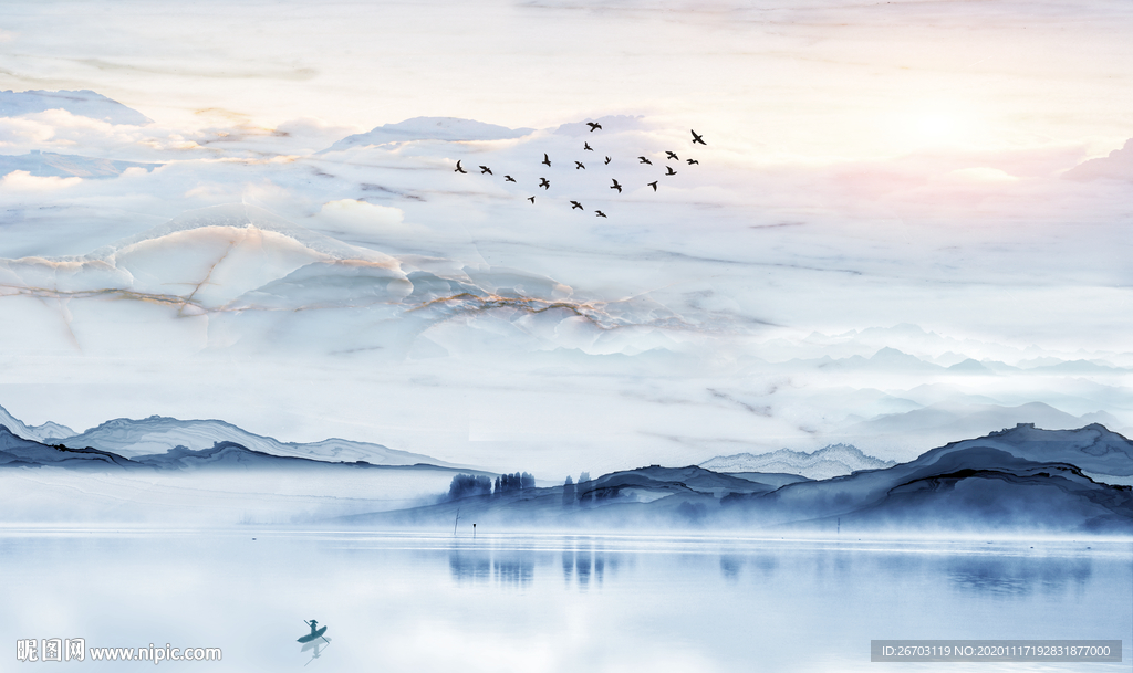 新款爆款大理石山水电视背景墙