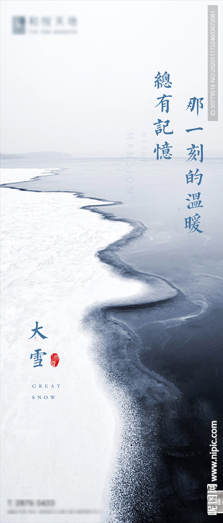 简约大气大雪节气海报