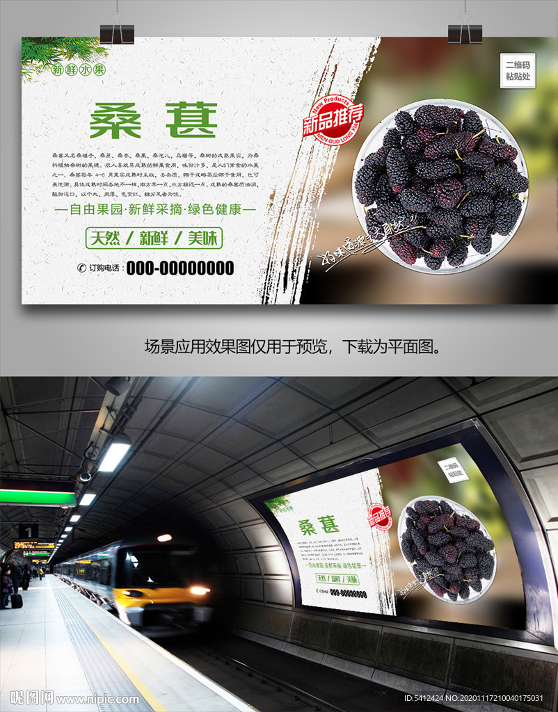 桑葚海报单页挂画展板易拉宝灯箱