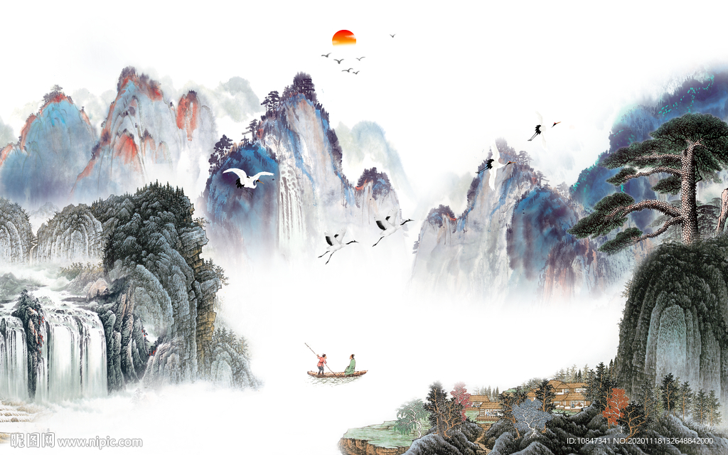 国画高端山水画 TIF分层