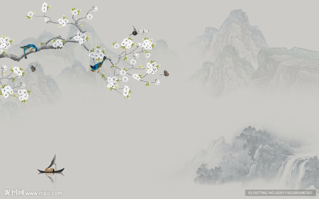花鸟沙发山水画 TIF分层