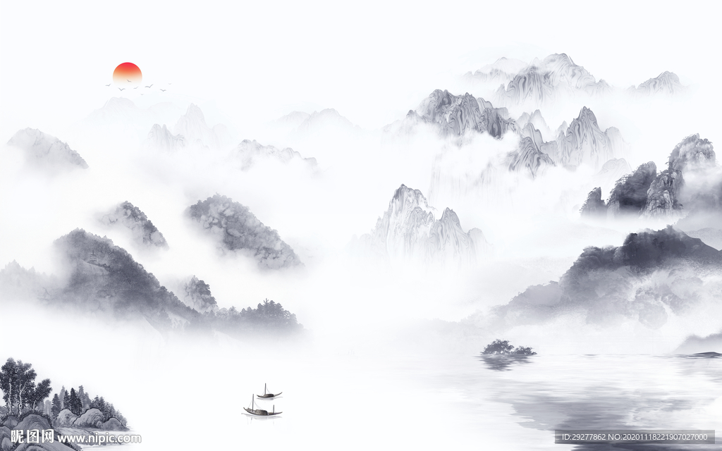 简约沙发山水画 TIF分层