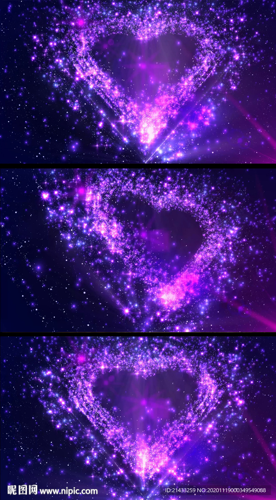 4K爱心紫色粒子扩散特效背景