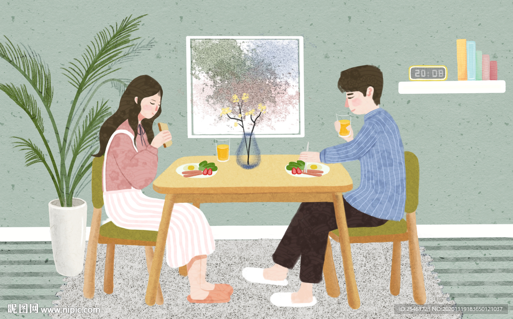 手绘清新插画