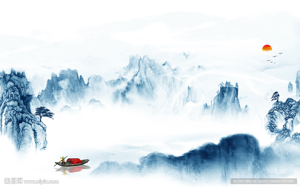 中式沙发山水画 TIF分层