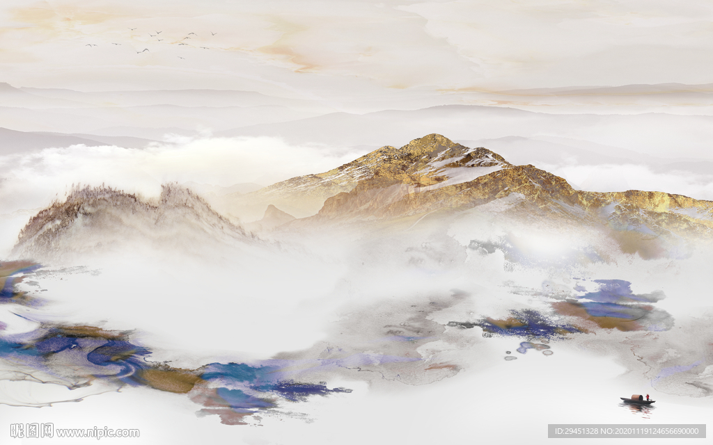 高清 意境中式山水 tif分层