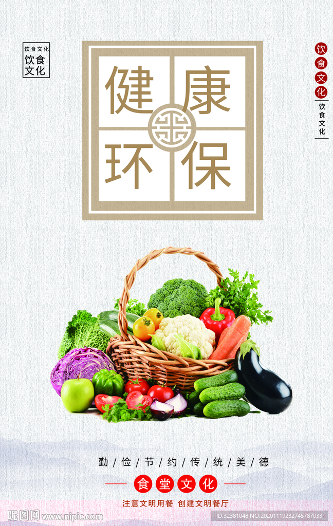 校园食堂文化海报 健康环保