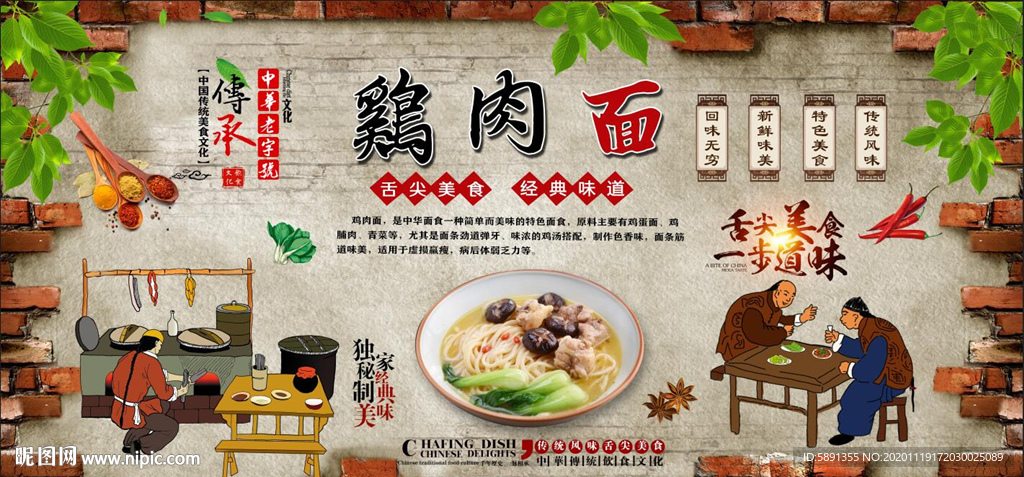 鸡肉面背景墙