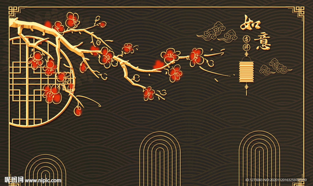 梅花电视背景墙