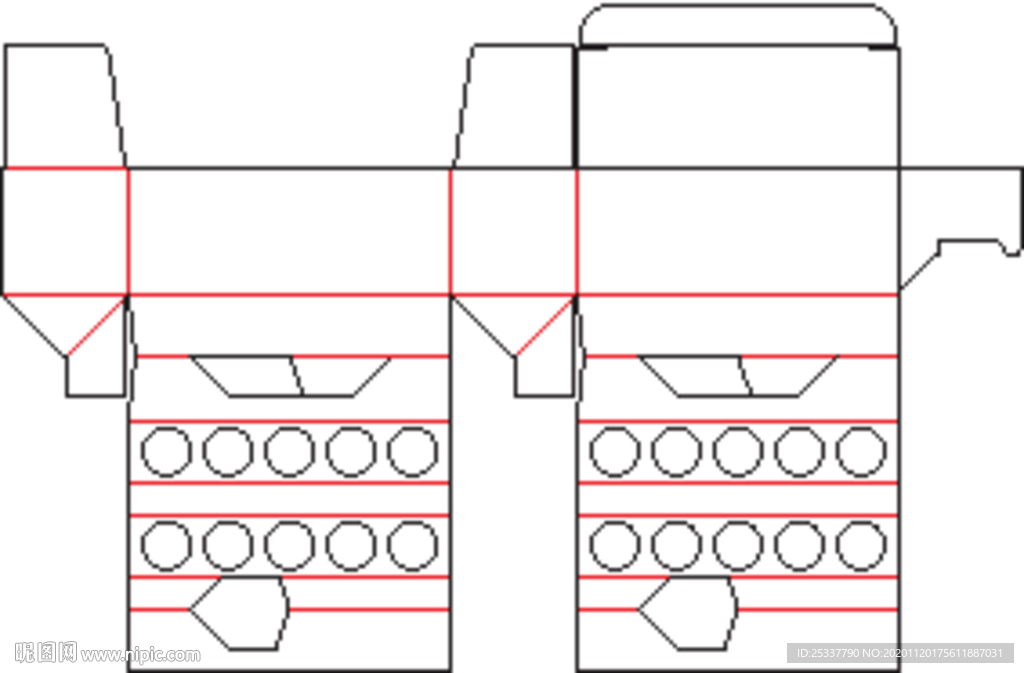 包装盒 刀版图 33B