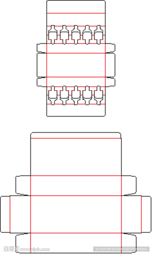 包装盒 刀版图 34B