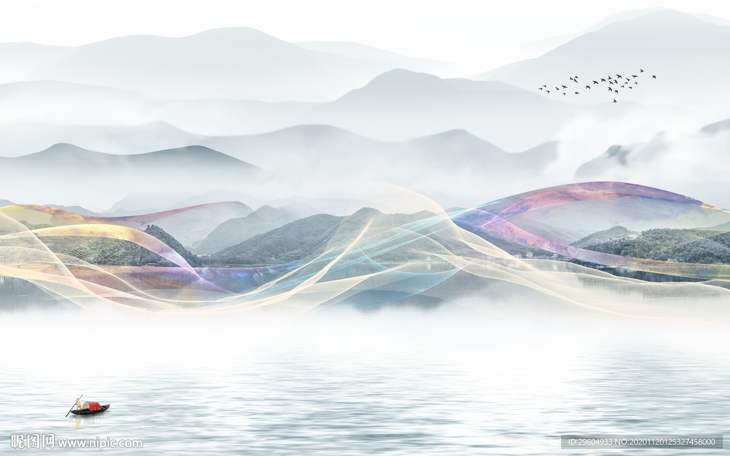 意境客厅大气山水 tif分层