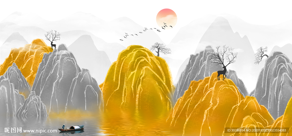 山水晶瓷画