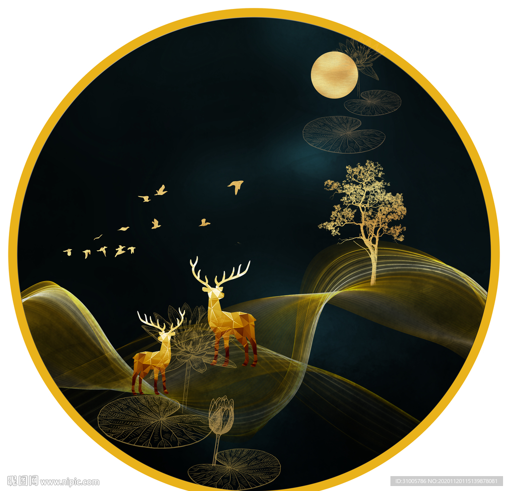 北欧现代圆形装饰画