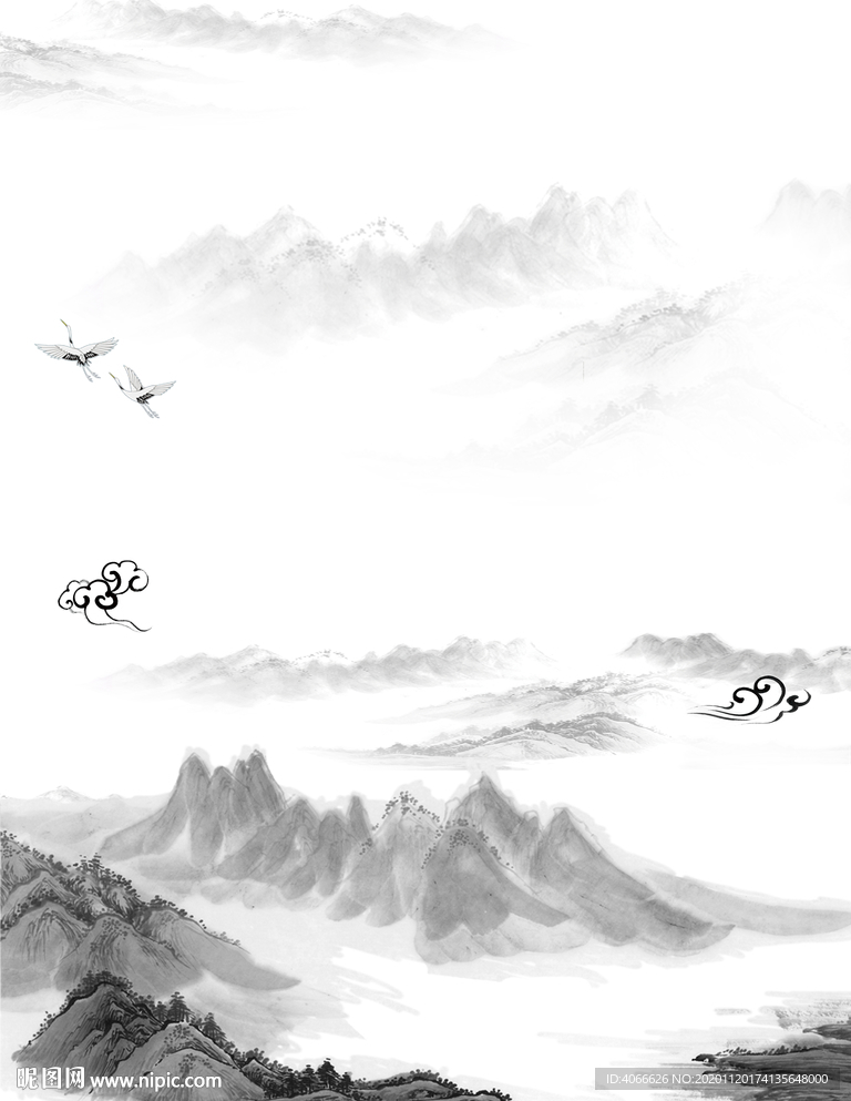 水墨画远山背景