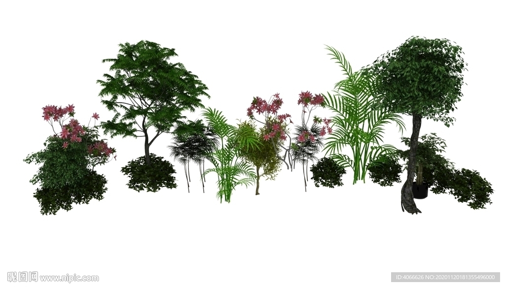 户外植物组合3d模型