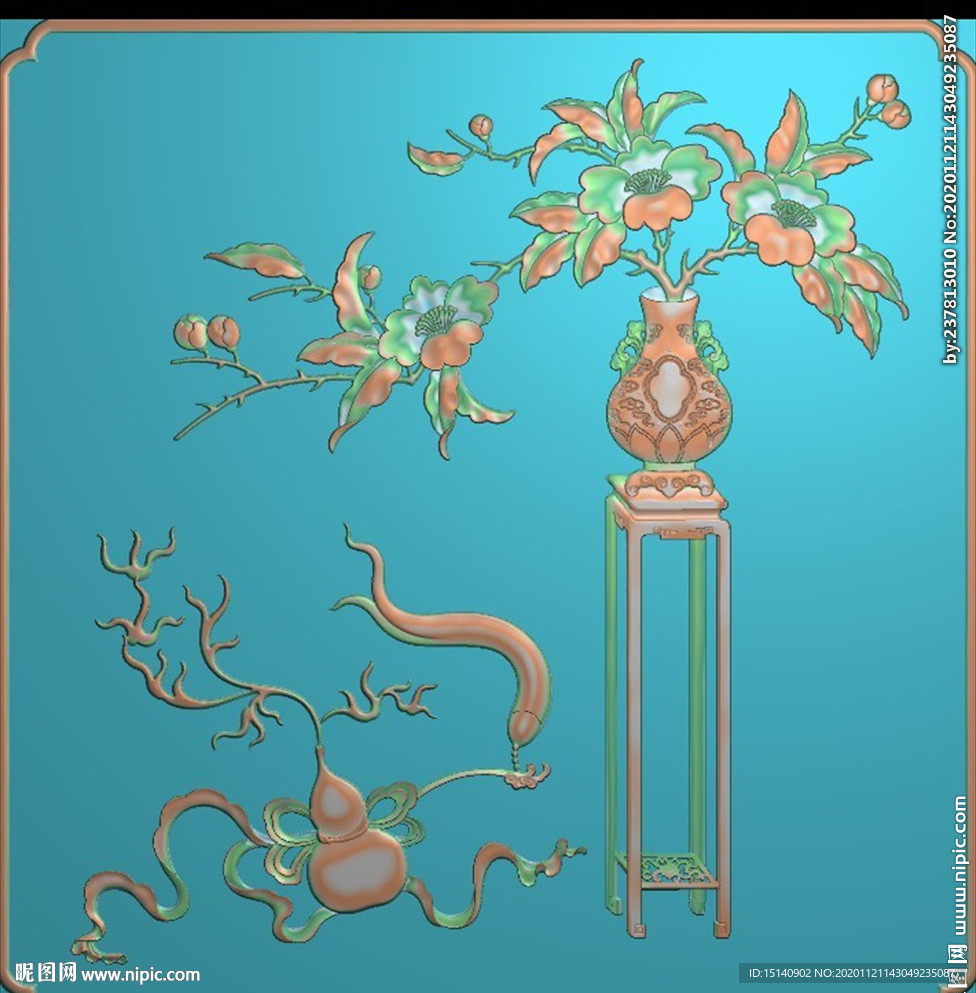 精雕图  花瓶