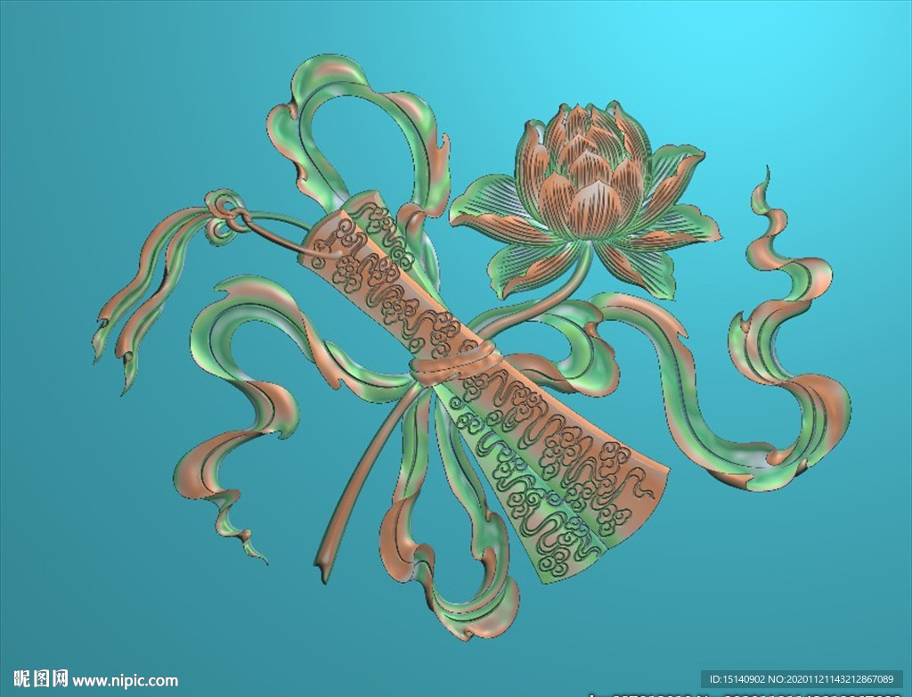 精雕图   花瓶 荷花