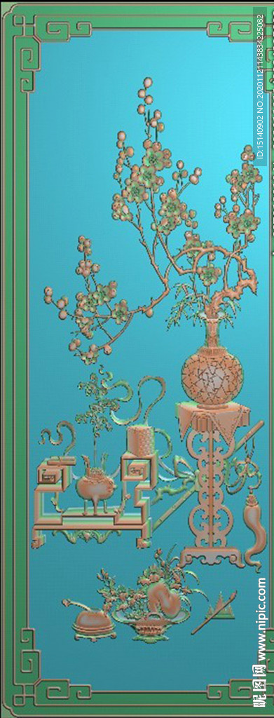 精雕图  花瓶  背板