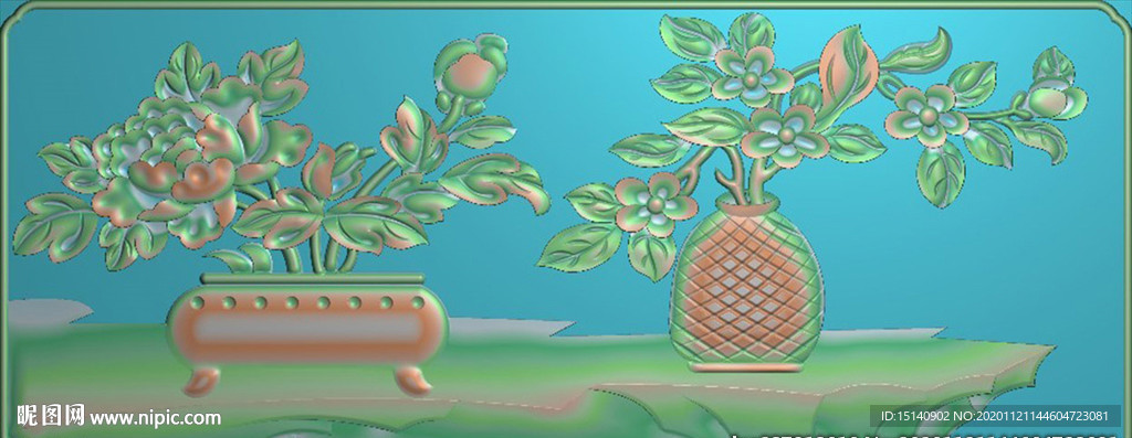 精雕图  仿古 花瓶