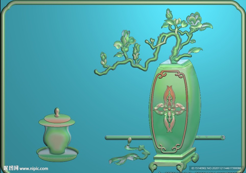 精雕图  花瓶