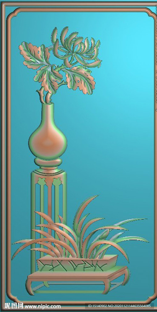 精雕图  花瓶  背板